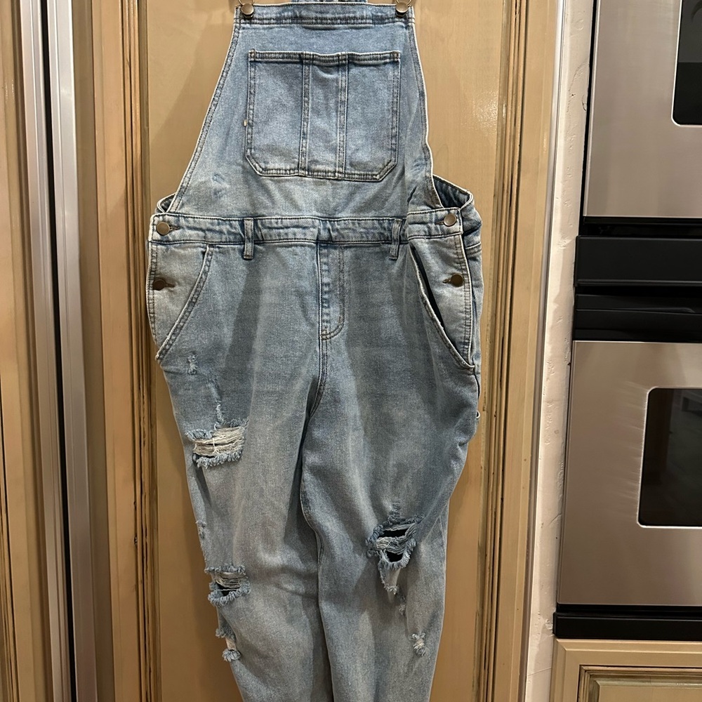 Wild Fable Light Blue Ripped Denim Overalls